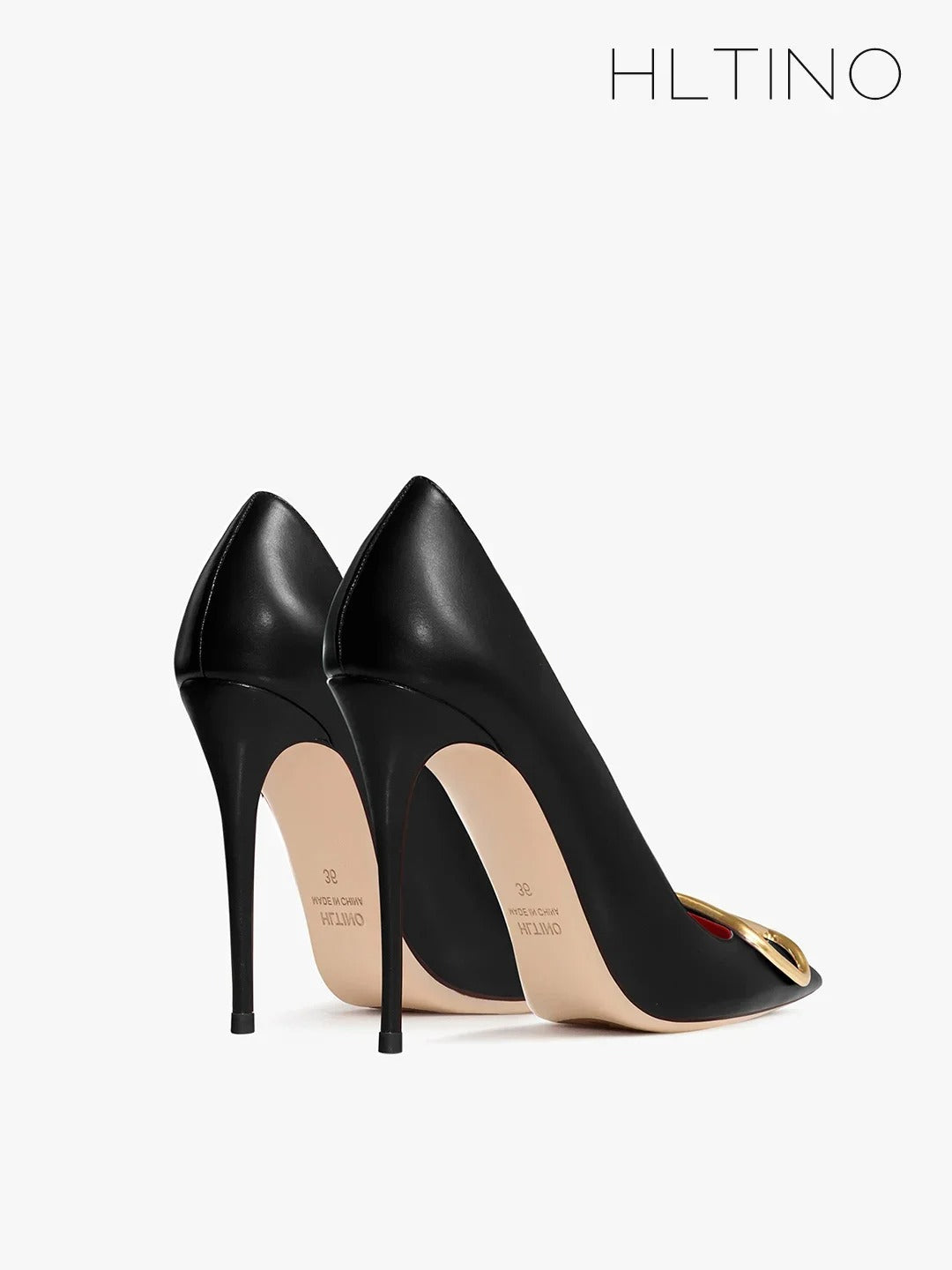Bella Walk Black Matte Buckle Stiletto Heels