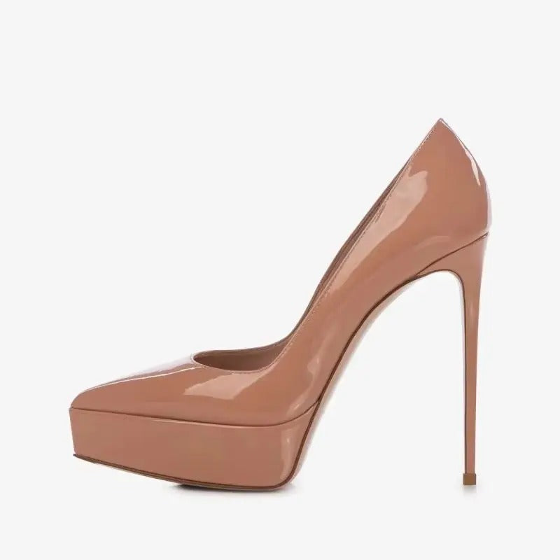 Bella Walk Nude Patent Platform Pumps