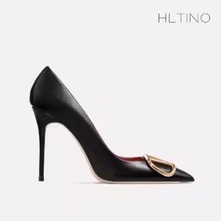 Bella Walk Black Matte Buckle Stiletto Heels