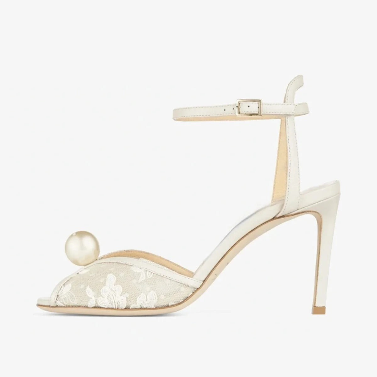 Bella Walk White Pearl Mesh Stiletto Sandals