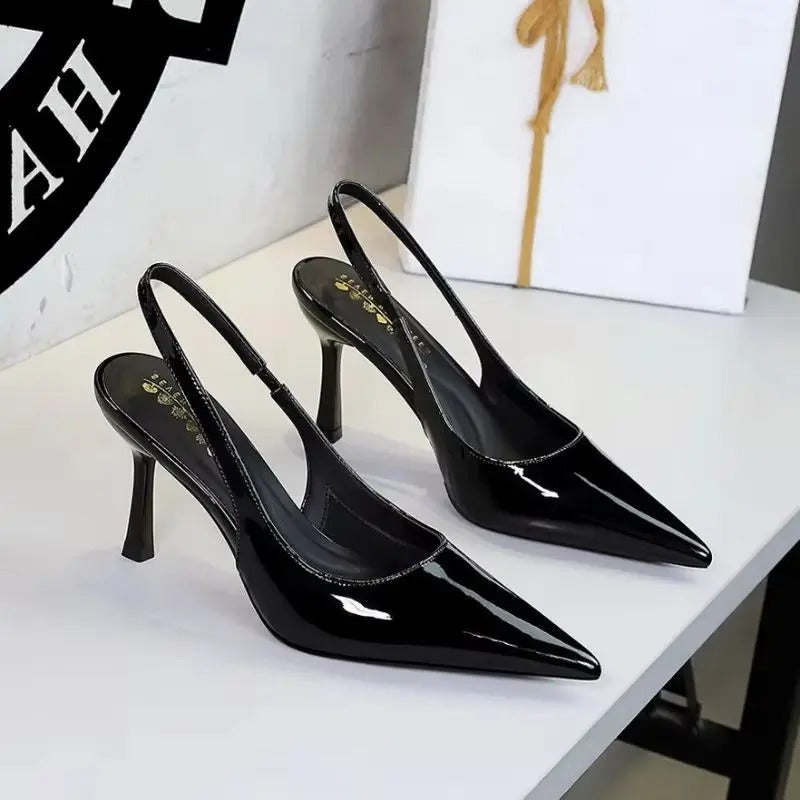 Bella Walk Glossy Patent Slingback Stiletto Heels