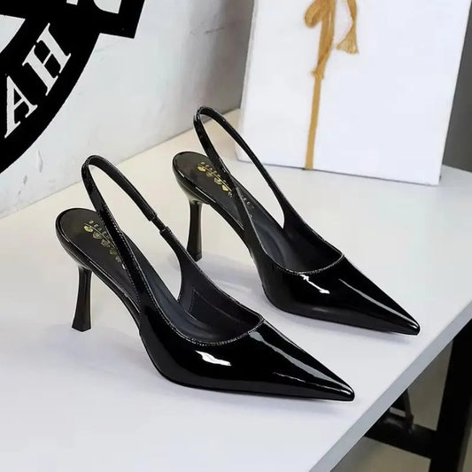 Bella Walk Glossy Patent Slingback Stiletto Heels
